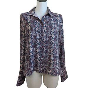 Equipment Femme Blouse Huntley Snake Print High Low Button Front Womens Medium